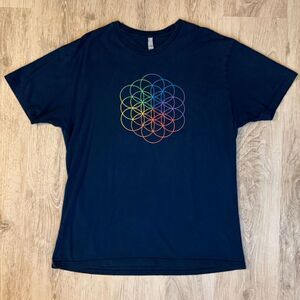 Coldplay Tour T-Shirt 2016 A Head Full Of Dreams Navy Blue Size XL Band Tee